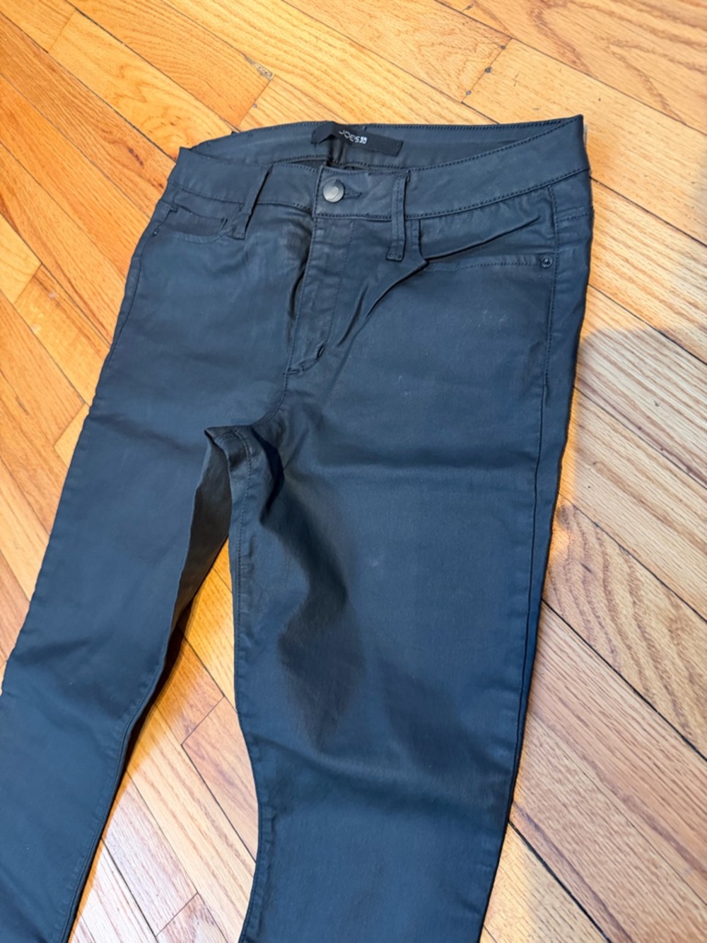 NWOT Joe's Jeans Chelsea Skinny Fit Waxed Coated Moto Rocker Sz 30 Black Cotton